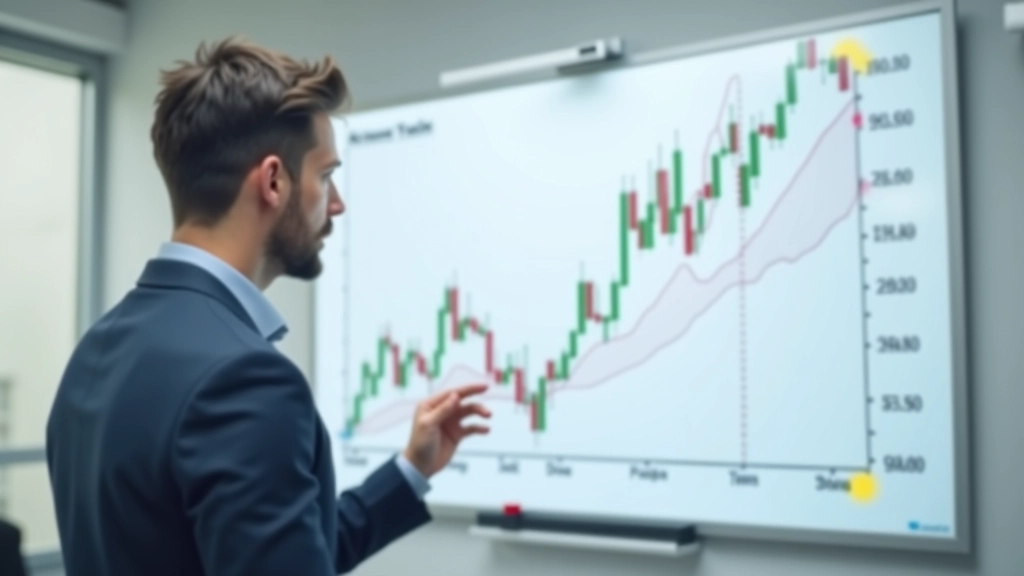 Pessoa apontando para ponto específico em gráfico de análise de suporte e resistência