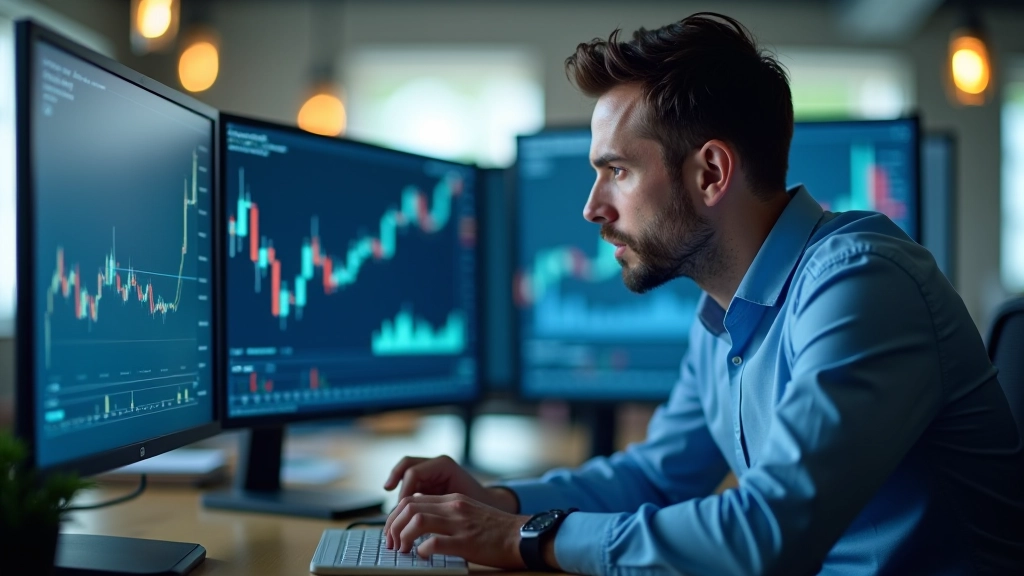 Pessoa analisando gráficos de mercado num computador